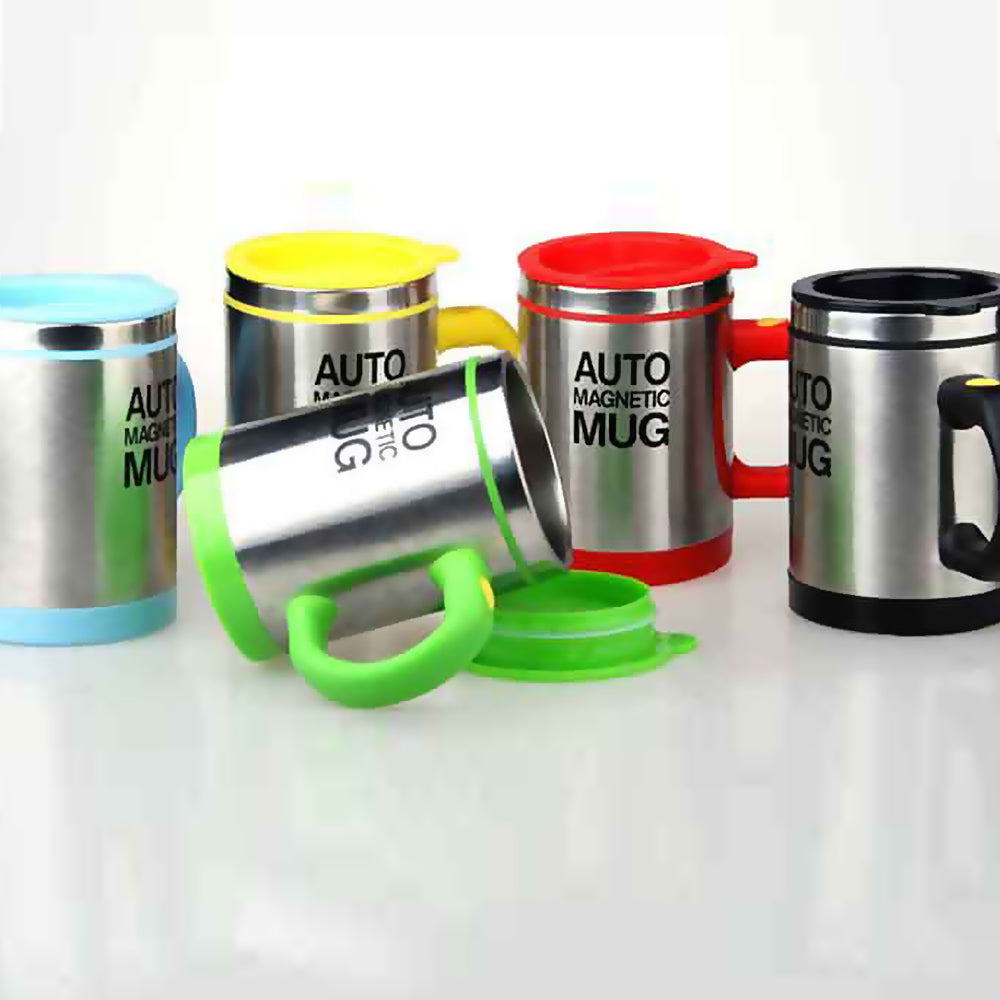 Auto Magnetic Metallic Mug | 450ml Automatic Electric Self-Stirring Cup for Cozy Coffee, Milk & Juice | Smart Travel Mixer with Lid for Home & Office