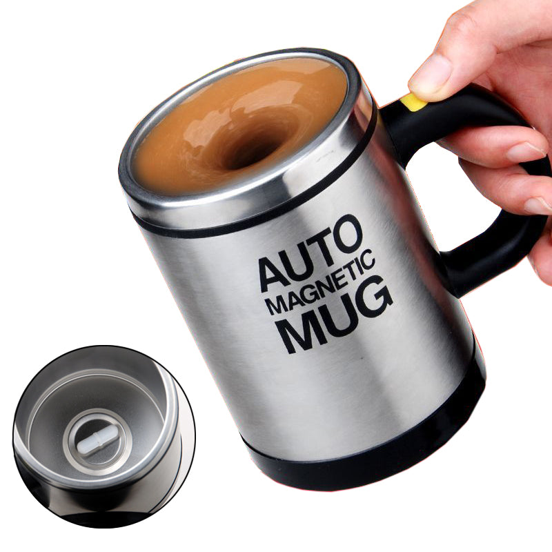 Auto Magnetic Metallic Mug | 450ml Automatic Electric Self-Stirring Cup for Cozy Coffee, Milk & Juice | Smart Travel Mixer with Lid for Home & Office