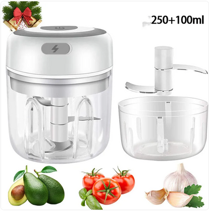 Mini Electric Garlic Chopper & Food Processor | Portable Wireless Meat & Veggie Mincer (100ml/250ml) | USB Rechargeable Blender for Baby Food, Spices & Nuts