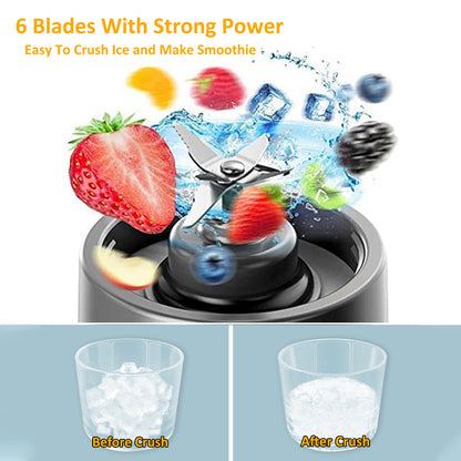 530ml Mini Portable Blender & Electric Juicer Cup | 150W Personal Smoothie Maker with 4000mAh Rechargeable Battery | Travel Ice Crusher for Shakes, Baby Food & Fresh Juice