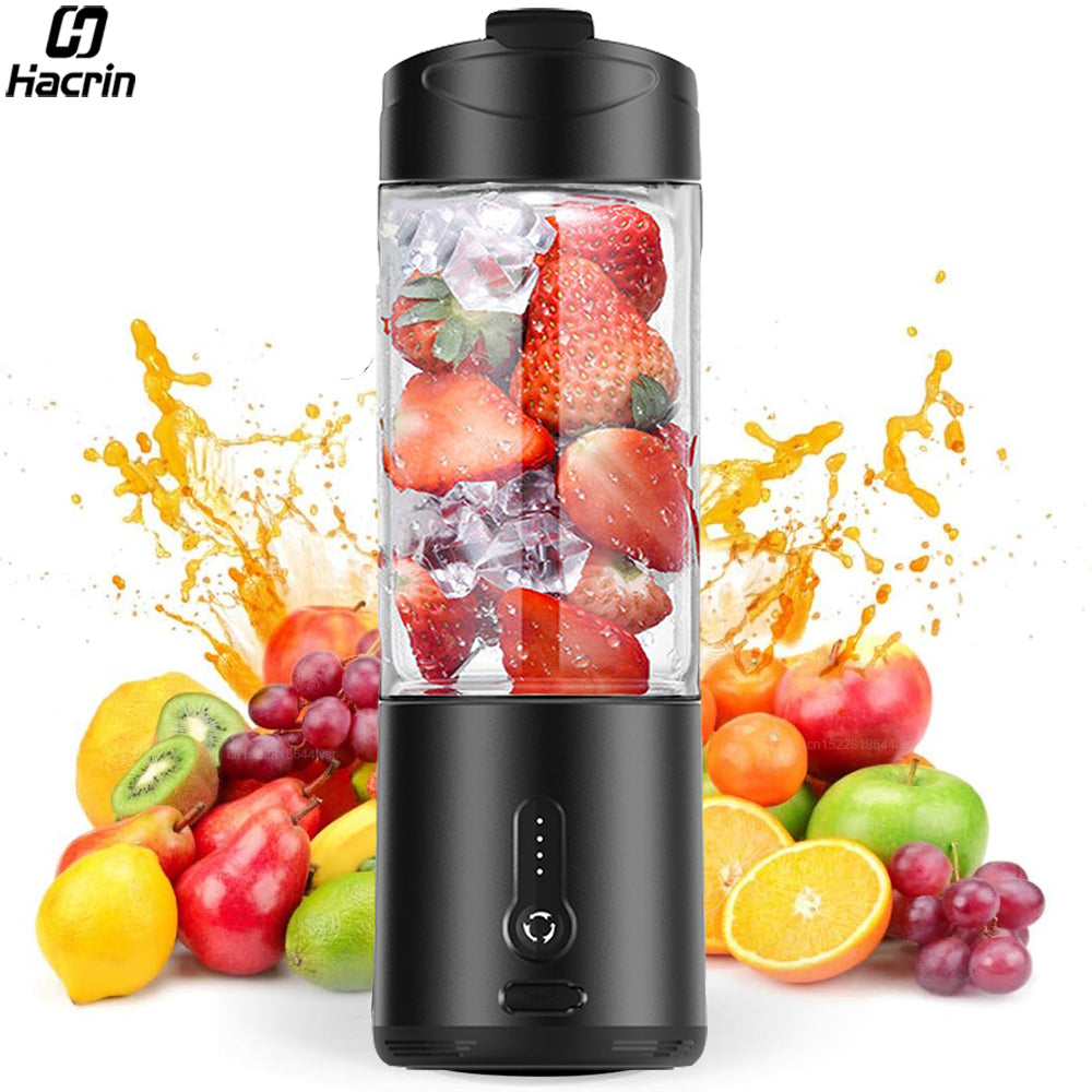 530ml Mini Portable Blender & Electric Juicer Cup | 150W Personal Smoothie Maker with 4000mAh Rechargeable Battery | Travel Ice Crusher for Shakes, Baby Food & Fresh Juice