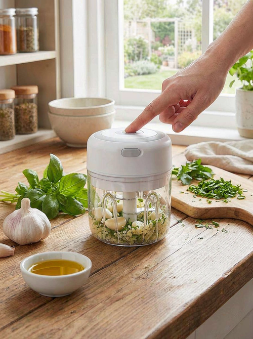 Mini Electric Garlic Chopper & Food Processor | Portable Wireless Meat & Veggie Mincer (100ml/250ml) | USB Rechargeable Blender for Baby Food, Spices & Nuts